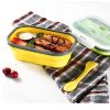 Lunch Box Collapsible Silicone Food Storage with Fork Spoon Expandable Eco Lunch Bento Box BPA-Free Dishwasher Freezer Microwave Safe